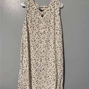 Marks & Spencer Cream Sleeveless Shift Dress with Black Micro-Print